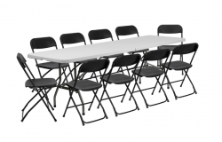8ft table & 10 chair pack (black)