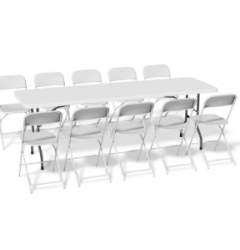 8ft table & 10 chair pack (white)
