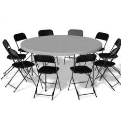 Round Table & 8 Chair Pack (black)